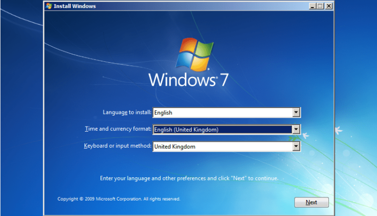 تنصيب ويندوز 7