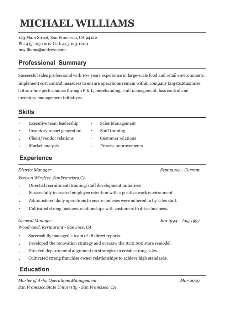 نموذج من ResumeHelp