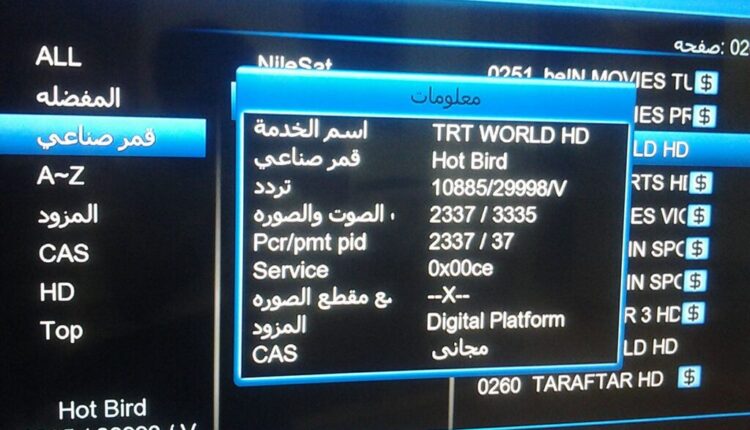 تردد قمر نايل سات كامل